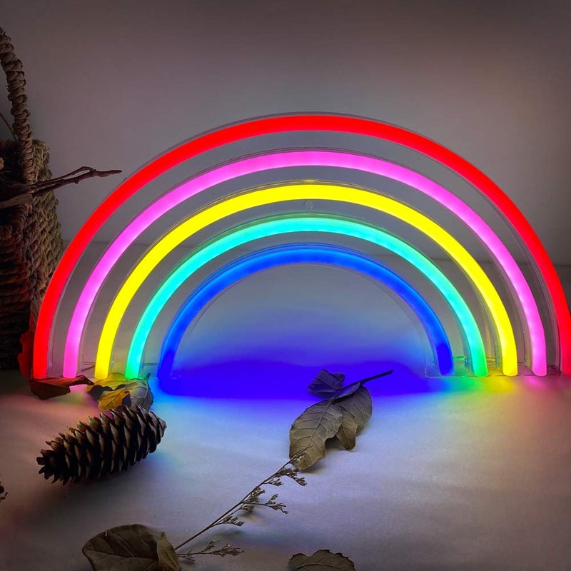 NiniTe LIGHTS Rainbow Neon Light, Cute Colorful Neon Rainbow Sign, USB Powered Night Light as Wall Decor for Kids Room, Bedroom, Christmas, Festival, Party (L) - Image 5